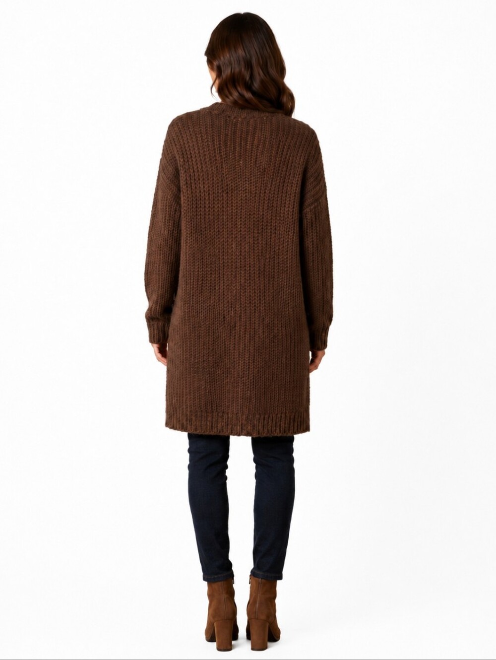 POL Oversized Longline Button Front Cardigan Brown Textured Knit NWOT - Picture 2 of 7
